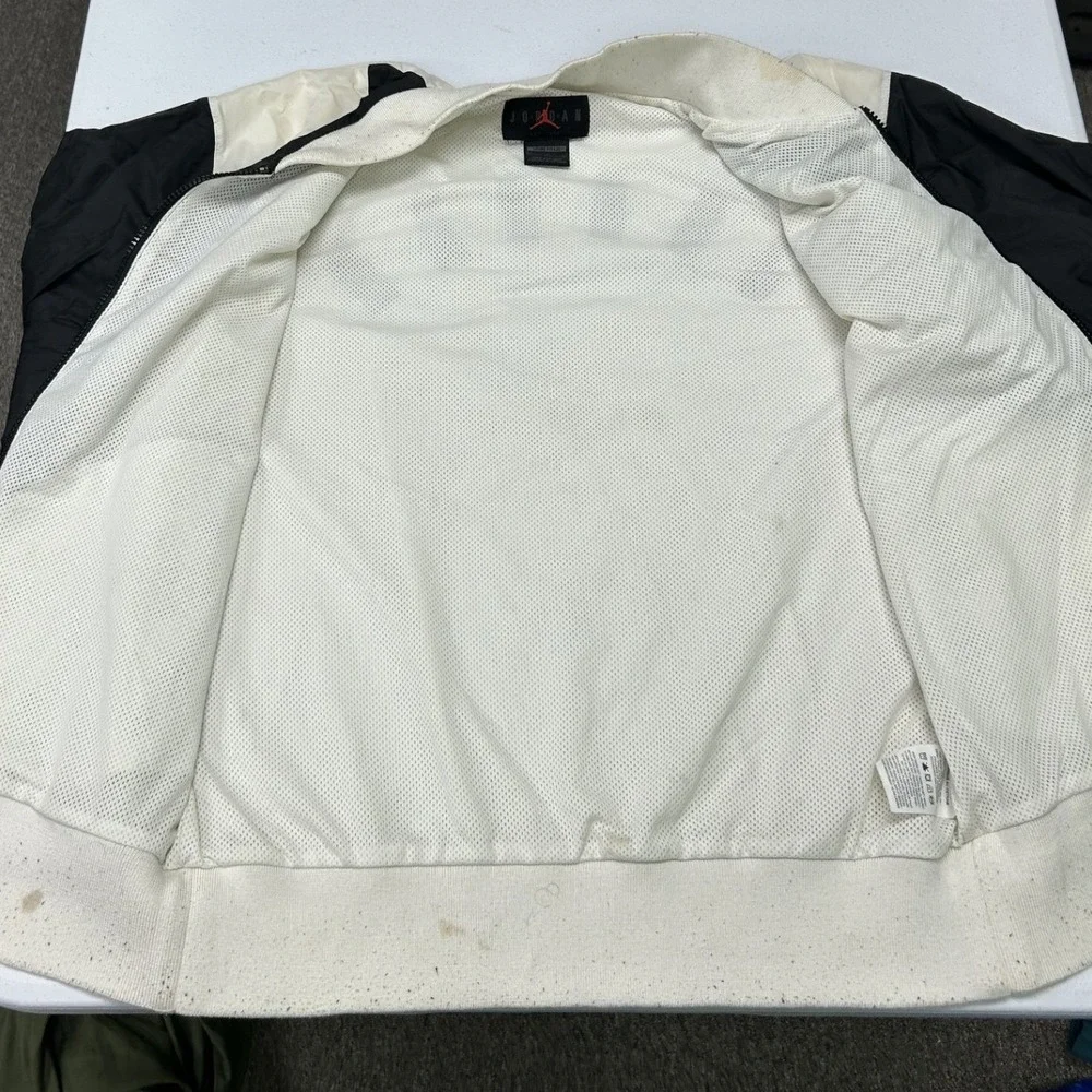 Jordan Bomber Jacket Mens Medium White Black Full Zip Jumpman Loose Fit